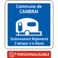 Panneau Indication C23 – Stationnement caravanes réglementé (personnalisé) – Carré Classe 1 350 mm – Gamme ECOLIGN