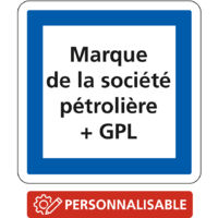 Panneau Indication CE15f – Carburant et GPL avec marque personnalisée – Gamme ECOLIGN – Classe 1 – 350 mm