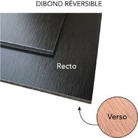 Panneau Composite Aluminium Brossé Noir et Cuivre Reversible 3mm. Plaque alu avec au Centre un Polyéthylène (PVC) - - 100 x 400 mm