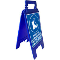 Chevalet signalisation obligation, port de chaussures de sécurité obligatoire - Chevalet bleu