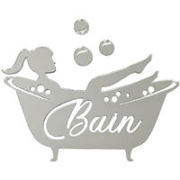 Plaque de Porte Bain.- Plexi miroir argent -