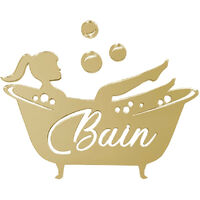 Plaque de Porte Bain.- Plexi miroir or -
