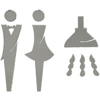 Pictogramme Douche.- Plexi miroir argent -