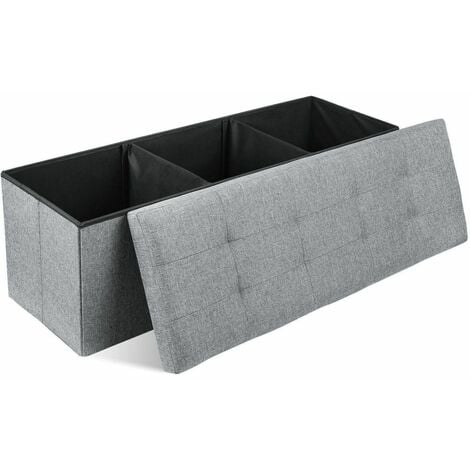 GIZCAM Foldable storage bench made of fabric - storage ottoman, shoe storage bench, hallway bench -110 x 38 x 38 cm light grey