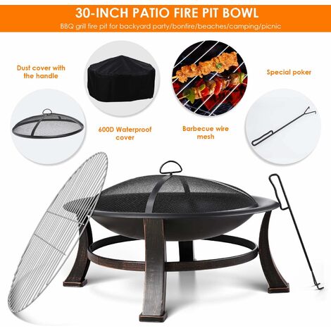 Gizcam 30 Fire Bowl Outdoor Patio, Living Accents Fire Pit Cover