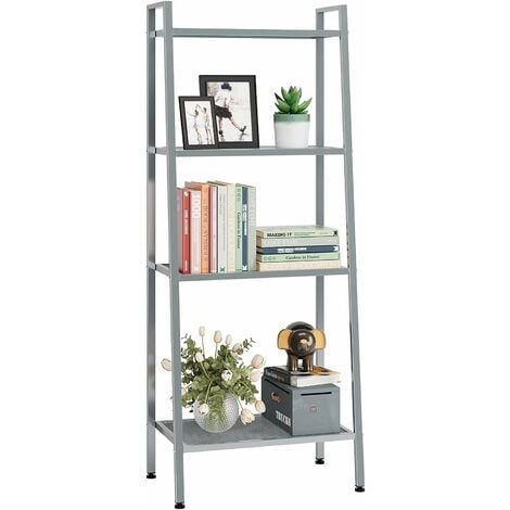 GIZCAM 4 Tiers Ladder Shelf Bookcase Bookshelves Free Standing Storage Rack Display Shelving Unit for Living Room Kitchen Office 60x35x147cm Silver