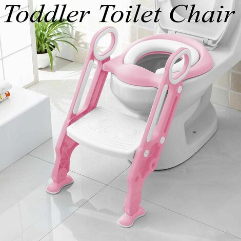 GIZCAM Potty training seat with ladder step, foldable toilet for children, boys, girls, toddlers, comfortable cushion with non-slip handle.