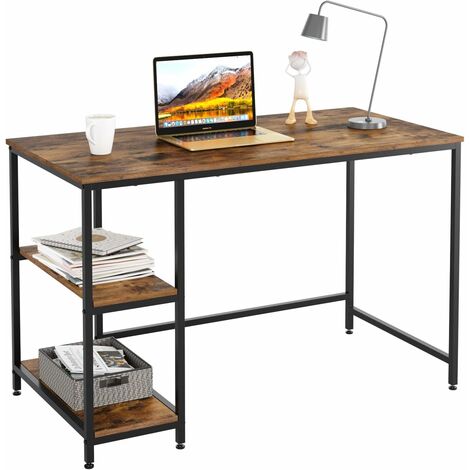GIZCAM Computer Desk,Industrial Study Table with 2 Shelves Writing Desk Simple Workstation PC Laptop Stand for Home Working 120x60x76cm