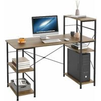 GIZCAM Computer Desk, 5 Storage Shelves Laptop PC Table For Home Office 113 x 56 x 110.5 cm