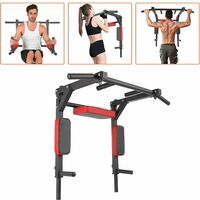 GIZCAM Chin Up Bar 2in1 Pull Up Bar Wall Mounted Dip Station Chin Up Bars Fitness