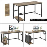 GIZCAM Industrial Computer Desk,with 2 Shelves,Metal Frame, Rustic Brown,140 x 60 x 75 cm