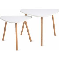 GIZCAM Coffee Table Triangle Side Table Set of 2 Nesting Sofa Table Wooden End Table White Snack Table for Living Room