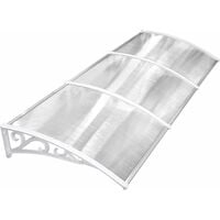 GIZCAM 270cm Door Canopy Transparent Awning Shelter Front Back Porch Outdoor Shade Patio Roof - White
