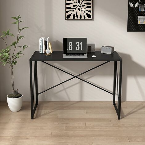 mcc direct Folding Desk Workstation Foldable Computer Desk for Office Home Study Writing Table No Assembly Miami (Black, 100cm)