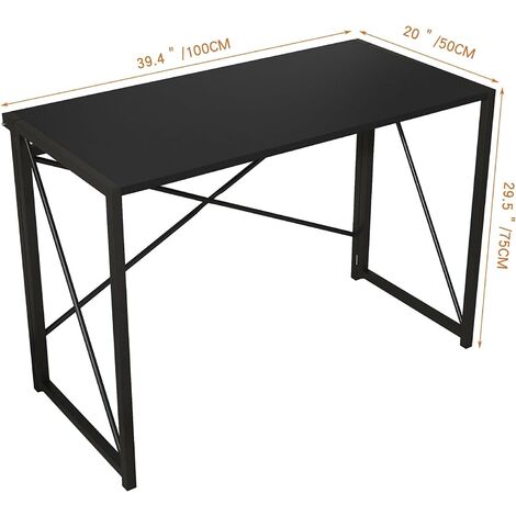 mcc direct Folding Desk Workstation Foldable Computer Desk for Office Home Study Writing Table No Assembly Miami (Black, 100cm)
