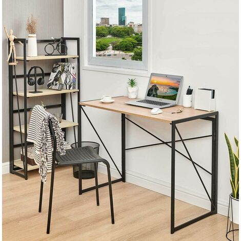 mcc direct Folding Desk Workstation Foldable Computer Desk for Office Home Study Writing Table No Assembly Miami (Natural, 100cm)