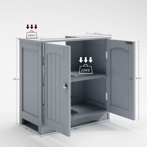mcc direct Under Sink Bathroom Cabinet Free Standing Storage Unit Colarado GREY