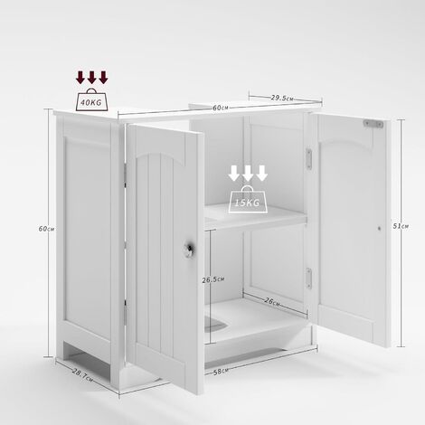 mcc direct Under Sink Bathroom Cabinet Free Standing Storage Unit Colarado WHITE