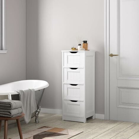 mcc direct Bathroom Floor Storage Cabinet Bathroom Storage Unit 4 Drawers Toby WHITE
