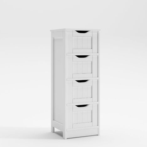 mcc direct Bathroom Floor Storage Cabinet Bathroom Storage Unit 4 Drawers Toby WHITE