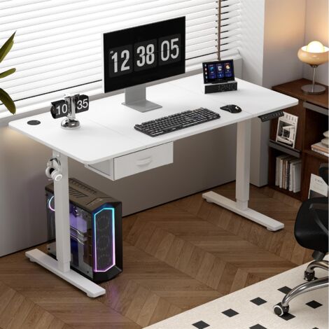 Height Adjustable Electric Standing Desk w/ Desk Drawer EASTON WHTIE 140