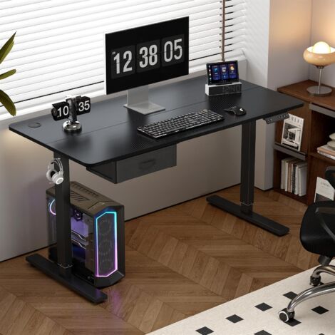Height Adjustable Electric Standing Desk w/ Desk Drawer EASTON BLACK 100