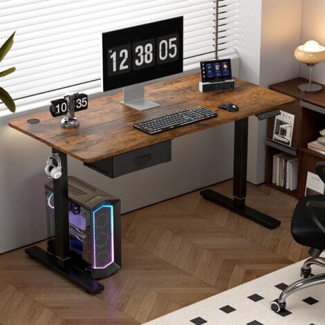 Height Adjustable Electric Standing Desk w/ Desk Drawer EASTON BROWN 100
