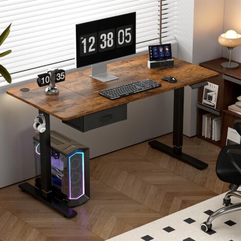 Height Adjustable Electric Standing Desk w/ Desk Drawer EASTON BROWN 140