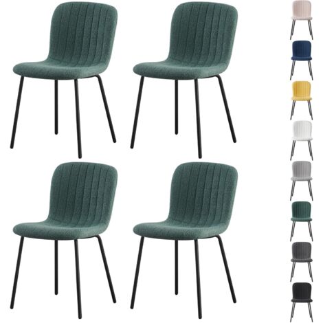 mcc direct Set of 4 Soft Fabric Dining Chairs with Upholstered Seat and Metal Legs for Dining Room, Living Room and Kitchen Room - New Bella GREEN