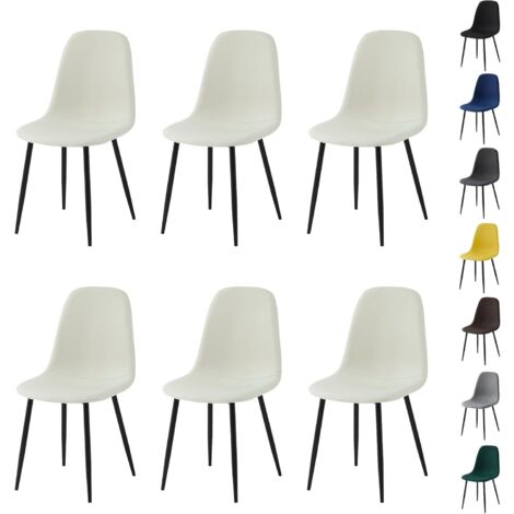 Set of 6 Linen Fabric Dining Chairs with Upholstered Seat and Metal Legs-Bella BEIGE