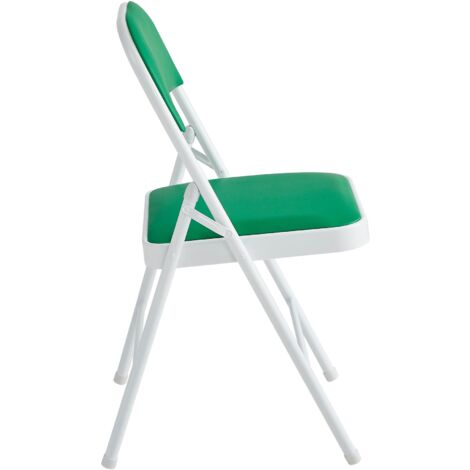 Set of 4 Faux Leather Foldable Chair with Metal Frame and Padded Seat GREEN