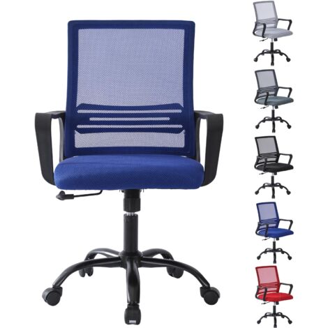 Adjustable Swivel Office Chair w/Padded Seat Cushion and Lumbar Support - MESH BLUE