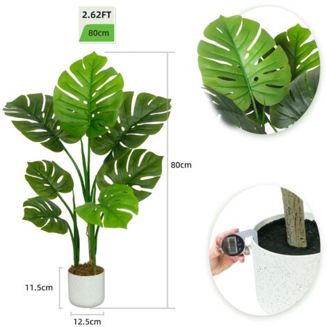 Decorative Artificial Monstera Tree with Plastic Planter and Artificial Moss 80cm