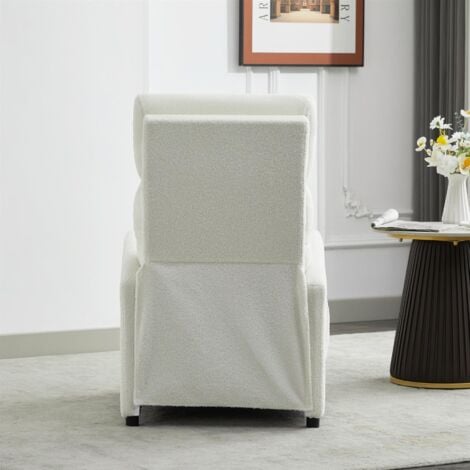 Push Back Recliner Chair w/Lumbar Support, Padded Backrest and Side Pocket CREAM SOFT FABRIC