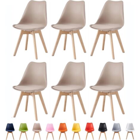 Set of 6  Dining Chairs Designer Side Chairs Wooden Home Office Commercial EVA BROWN