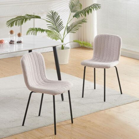 mcc direct Set of 2 Soft Fabric Dining Chairs with Upholstered Seat and Metal Legs for Dining Room, Living Room and Kitchen Room - New Bella PINK