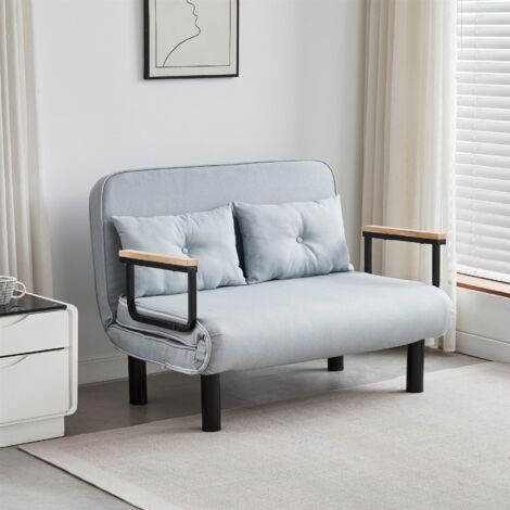 4 in 1 Folding Sofa Bed Convertible Lounge Sleeper Chair with Adjustable Backrest and Large Cushion, Sleeper Recliner Armchair for Living Room, Bedroom, Guest Room, ( DOUBLE LIGHT GREY)