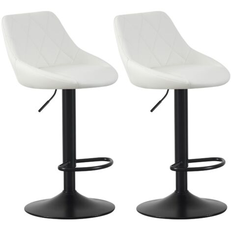 Set of 2 Bar Stools, Height Adjustable Swivel Barstools, Counter Stools with Backrest, Faux Leather Seat, Footrest and Metal Base for Home, Kitchen and Restaurant Stanley CREAM