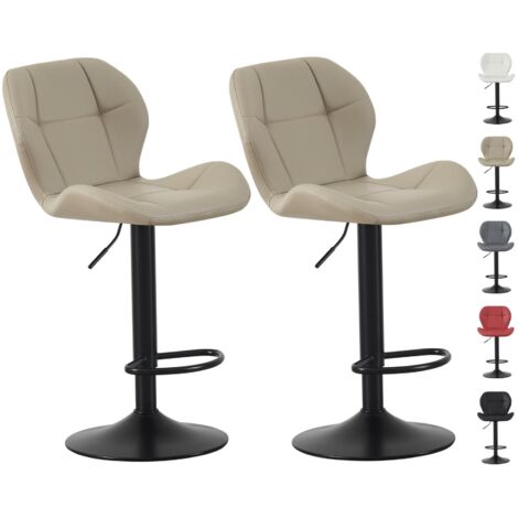 Set of 2 Bar Stools, Height Adjustable Swivel Barstools, Counter Stools with Backrest, Faux Leather Seat, Footrest and Metal Base for Home, Kitchen and Restaurant Stella BROWN