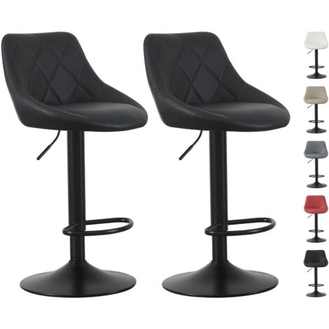 Set of 2 Bar Stools, Height Adjustable Swivel Barstools, Counter Stools with Backrest, Faux Leather Seat, Footrest and Metal Base for Home, Kitchen and Restaurant Stanley BLACK