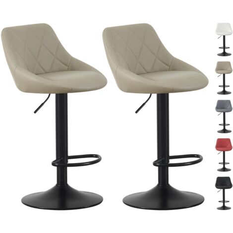 Set of 2 Bar Stools, Height Adjustable Swivel Barstools, Counter Stools with Backrest, Faux Leather Seat, Footrest and Metal Base for Home, Kitchen and Restaurant Stanley BROWN