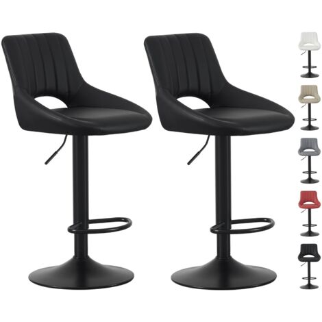 Set of 2 Bar Stools, Height Adjustable Swivel Barstools, Counter Stools with Backrest, Faux Leather Seat, Footrest and Metal Base for Home, Kitchen and Restaurant Stacey BLACK