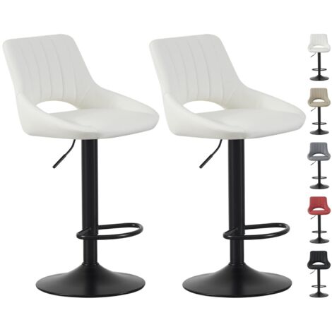 Set of 2 Bar Stools, Height Adjustable Swivel Barstools, Counter Stools with Backrest, Faux Leather Seat, Footrest and Metal Base for Home, Kitchen and Restaurant Stacey CREAM