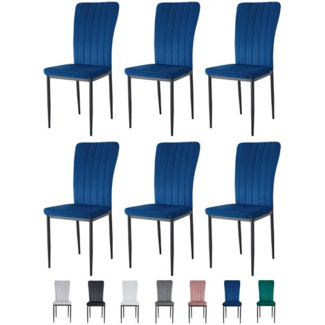 Velvet Padded Seat Dining Chairs with Metal Legs NEW ELLE LIGHT BLUE 6