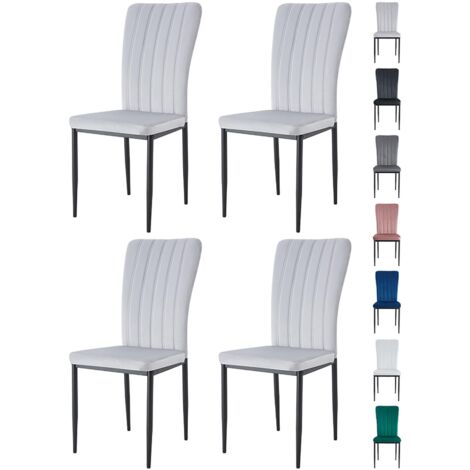 Velvet Padded Seat Dining Chairs with Metal Legs NEW ELLE LIGHT GREY 4