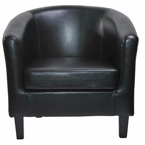 Faux Leather Tub Chair Armchair club Chair Dining Living Room & Cafe BLACK