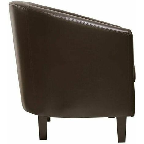 Faux Leather Tub Chair Armchair club Chair Dining Living Room & Cafe BROWN