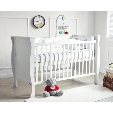 MCC Savannah City Sleigh Solid wooden Cot bed with Water Repellent Mattress