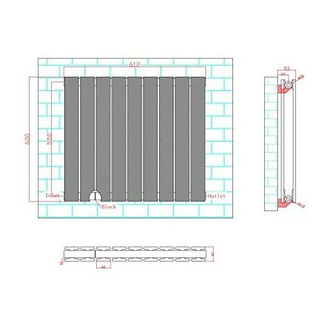 600 x 612mm Double Designer Flat Panel Central Heating Radiator MATT BLACK