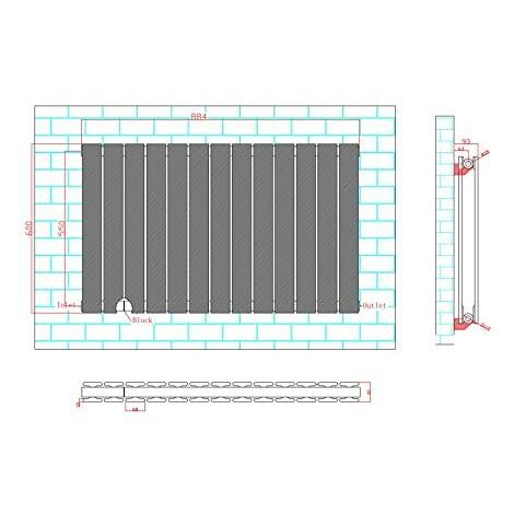 600 x 884mm Double Designer Flat Panel Central Heating Radiator WHITE